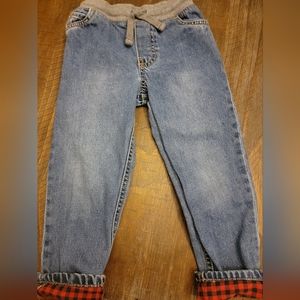Carter's blue jeans with flannel bottom cuffs ankle jeans.